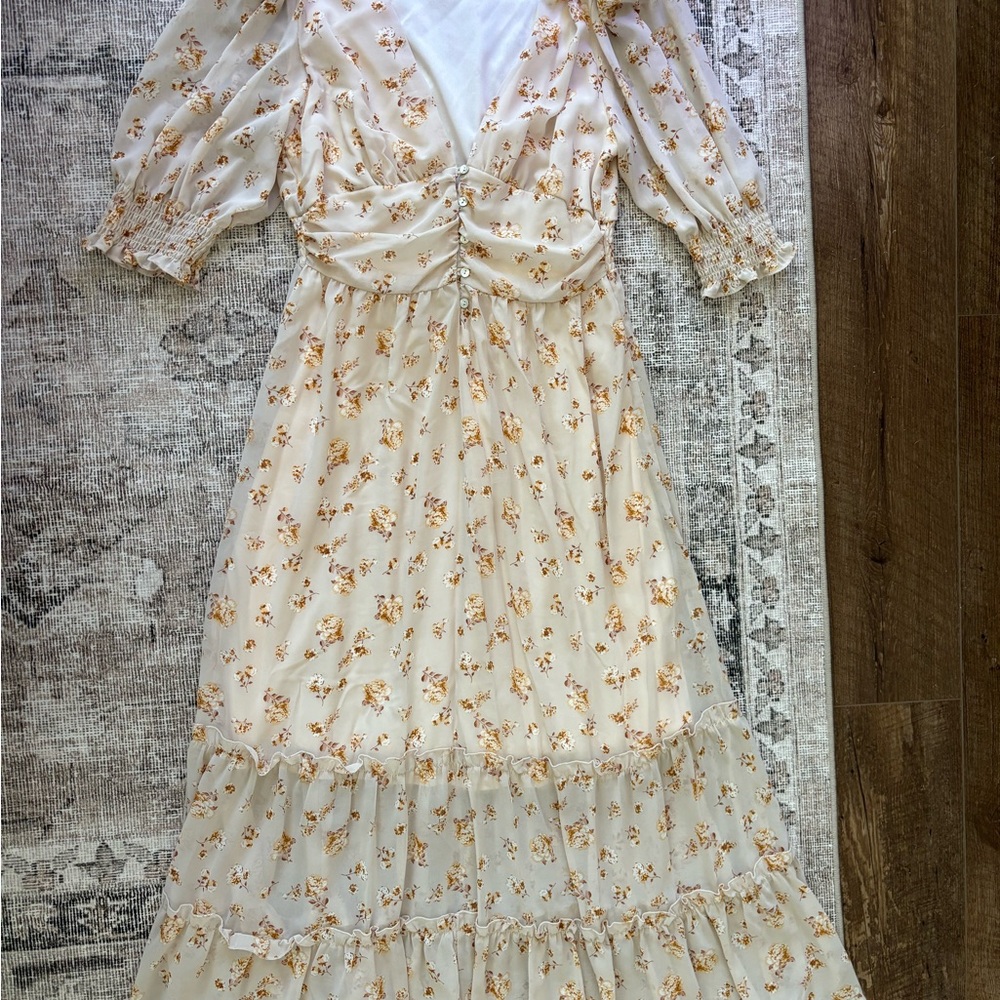 Altar'd State Cream Floral Long Dress